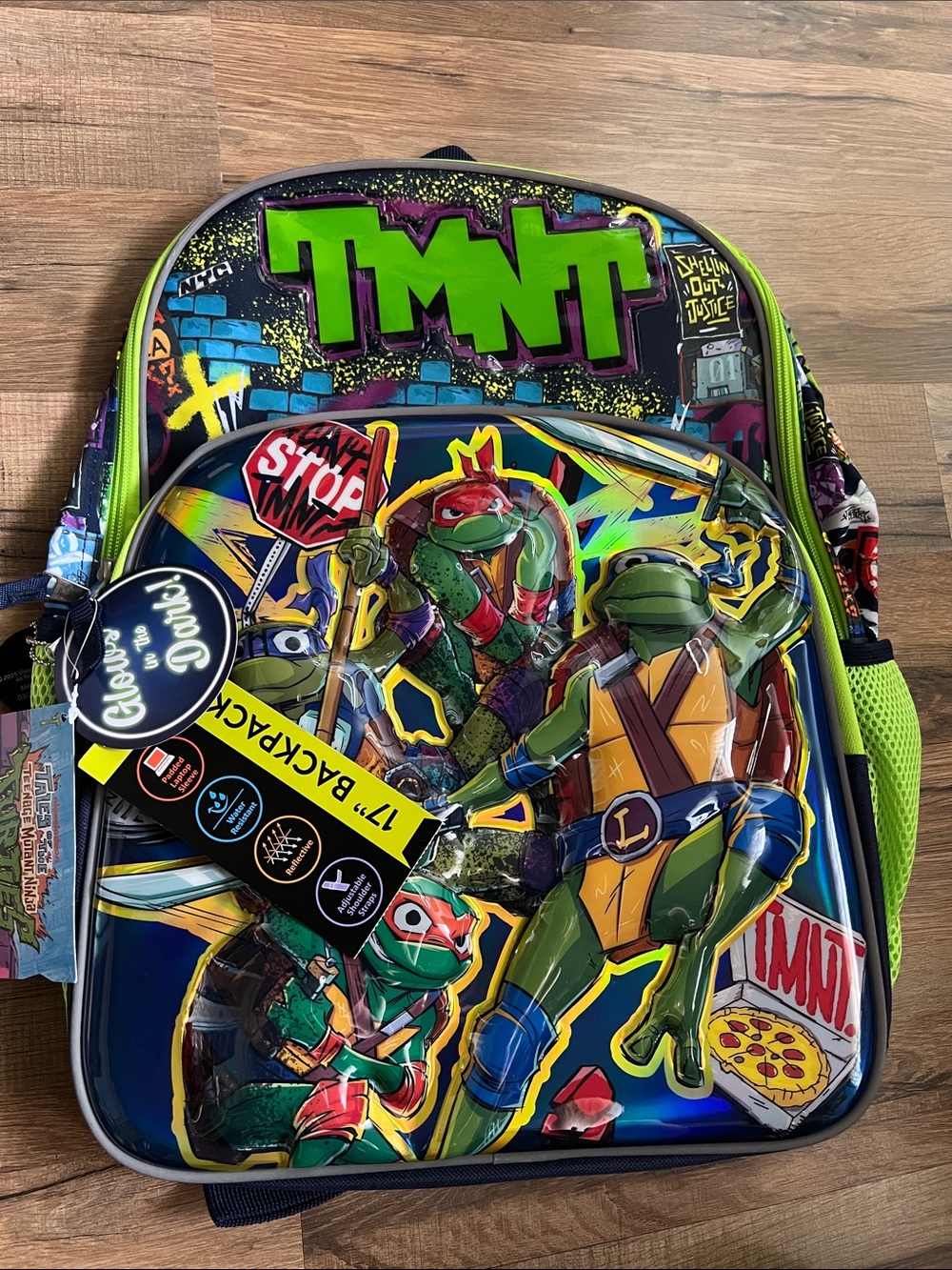 New Teenage Ninja Turtles boys 17” 3D glow in the dark backpack green - Picture 5 of 6